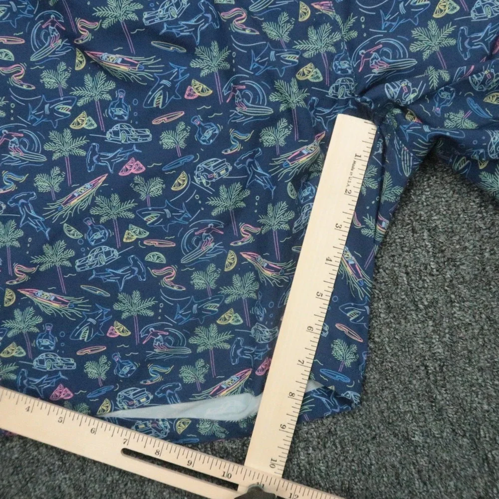 Peter Millar Swim Trunks Mens Extra Large Blue Vintage Neon Print Lined‎ Seaside